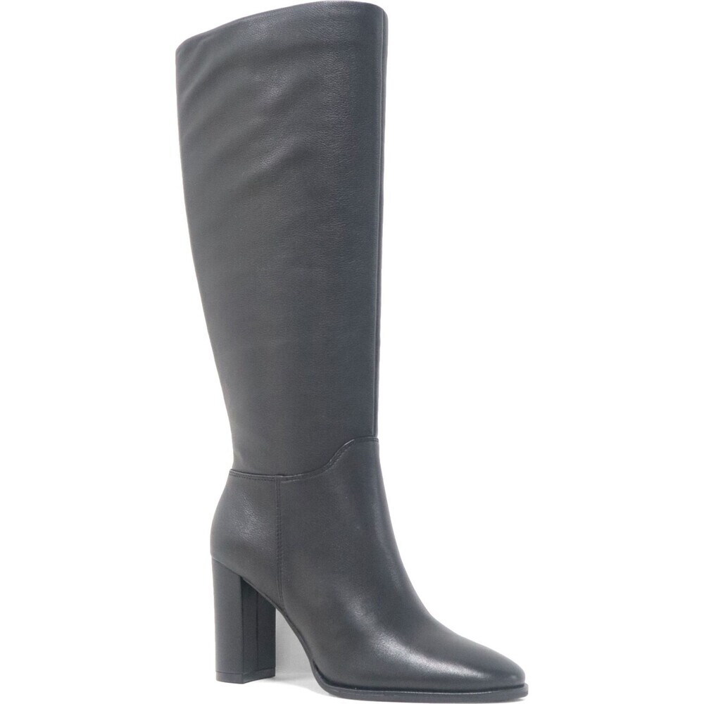 Kenneth Cole Lowell Boots Women's 5.5 Black Leather Block Heel Knee High LION102